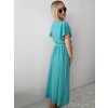 Modro zelené dlhé elegantné šaty
