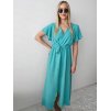 Modro zelené dlhé elegantné šaty