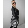Dámska kockovaná dlhá bielo čierna košeľa Oversize