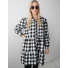 Dámska kockovaná dlhá bielo čierna košeľa Oversize