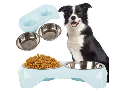 33753 13 kovovy dvojity box pro psy 350 ml x 2