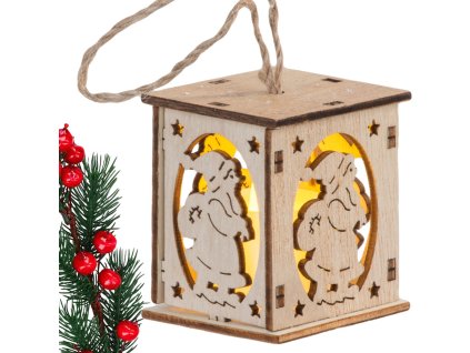 46095 2 drevena zavesna lucerna na vanocni stromecek vanocni dekorace mickey