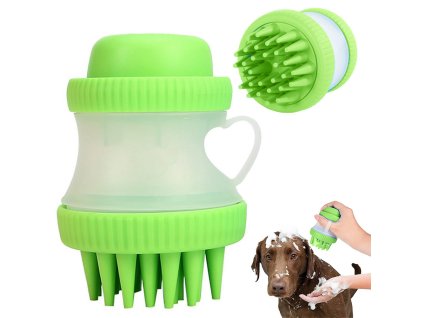 46776 6 silikonovy kartac na myti psu s davkovacem tekuteho mydla