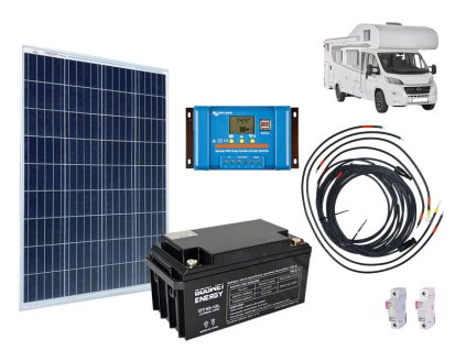 Solarni sestava karavan 115Wp+baterie Goowei 65Ah