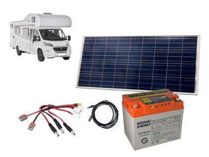 Solarni sestava karavan 115Wp+baterie Goowei 33Ah