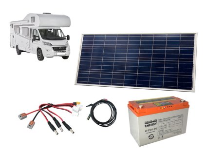 Solarni sestava karavan 115Wp+baterie Goowei 100Ah