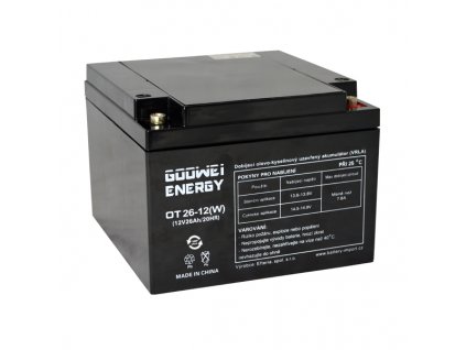 Trakční (GEL) baterie GOOWEI ENERGY OTL26-12, 26Ah, 12V