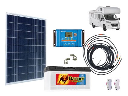 Solarni sestava karavan 115Wp+baterie Banner 100Ah