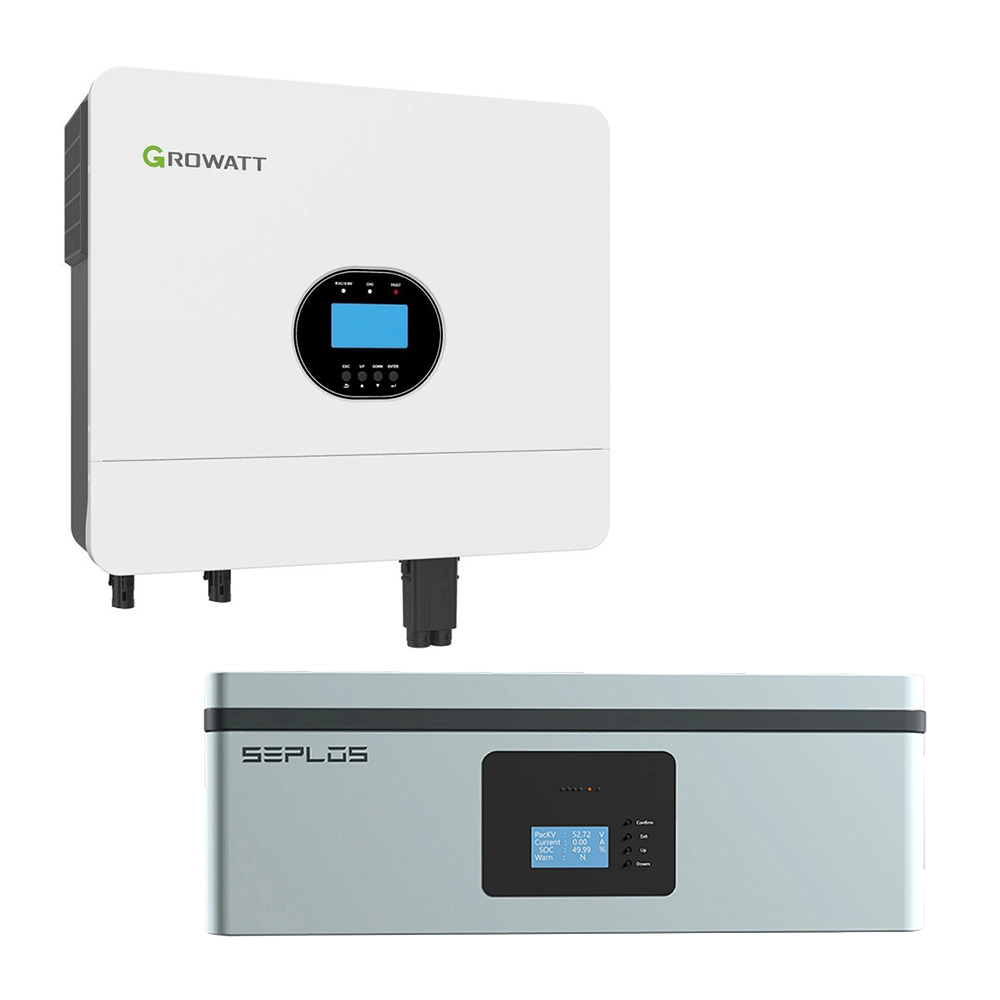 Set lithiová baterie SEPLOS POLO-S (5.32kWh) + měnič Growatt SPF 6000ES Plus (6000W), 48V
