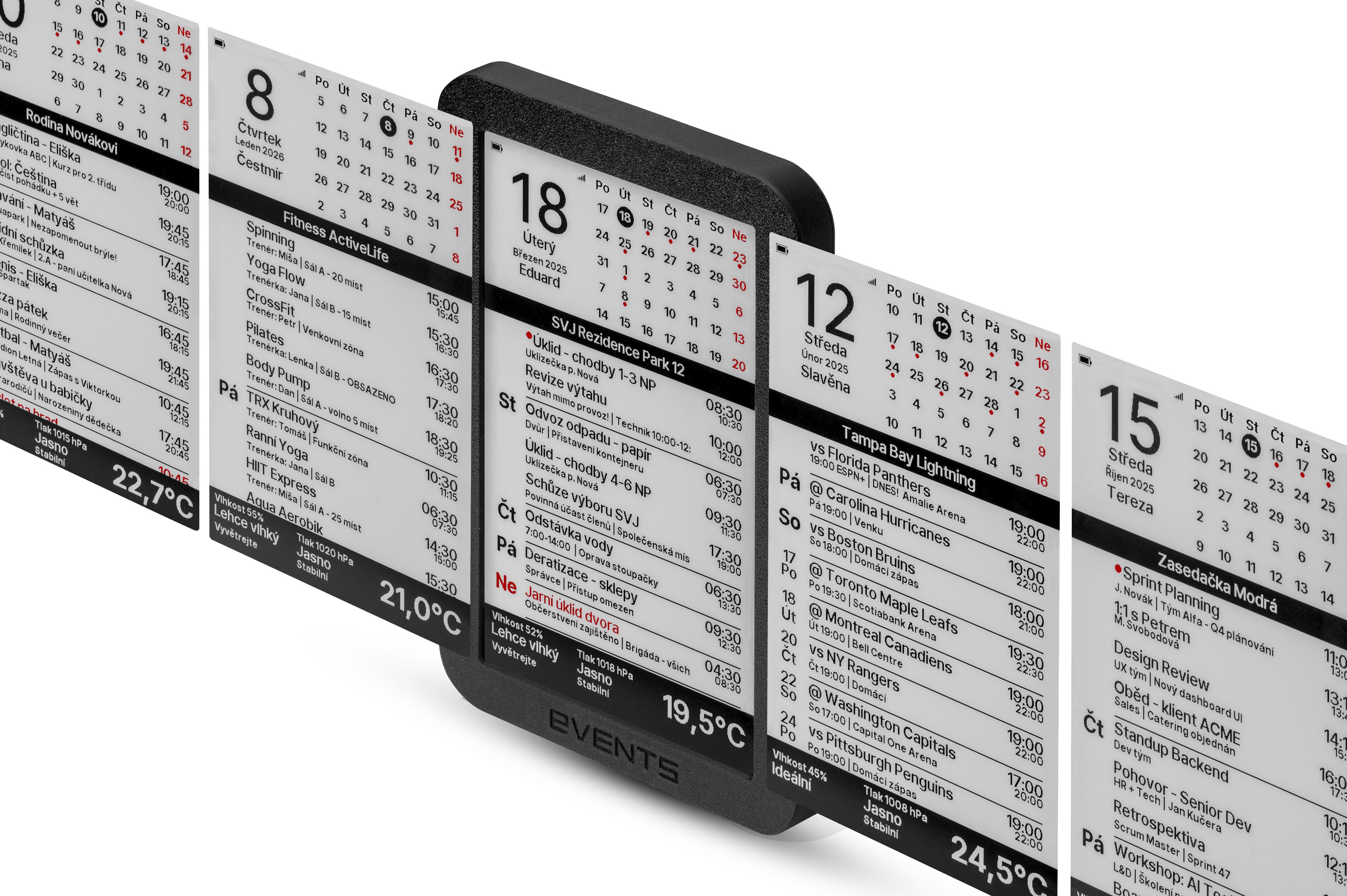 EVENT STATION – náhled (ukázka displeje)