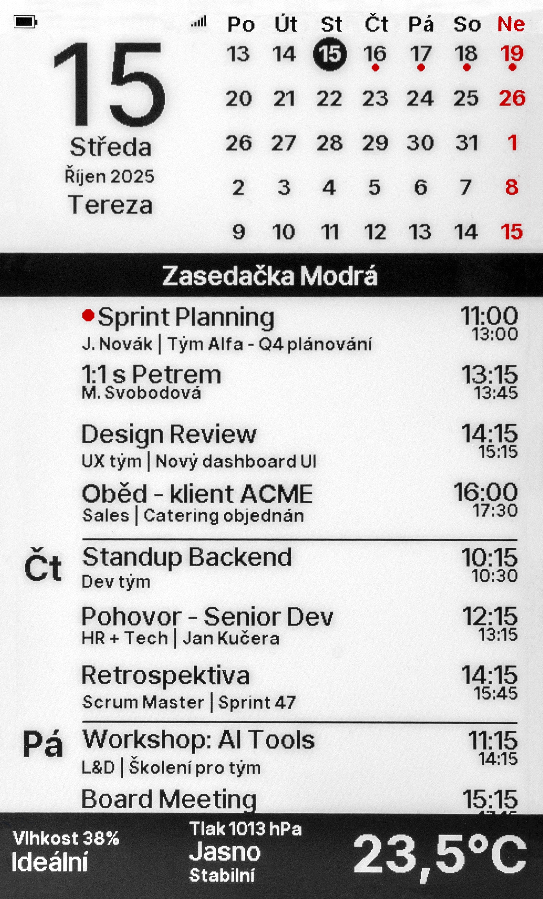 EVENTS – plan sali konferencyjnej