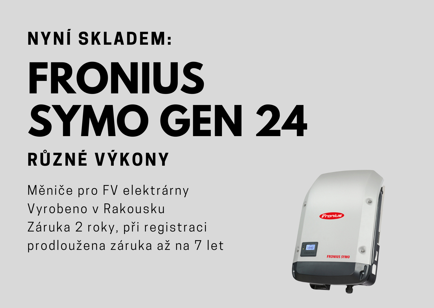 Naskladnění měničů Fronius, měniče Fronius, měniče pro fotovoltaické elektrárny