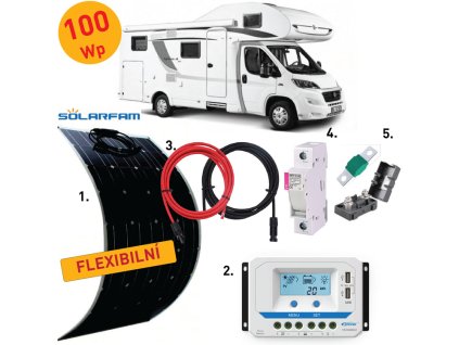 sestava karavan 100wp flexibilni panel