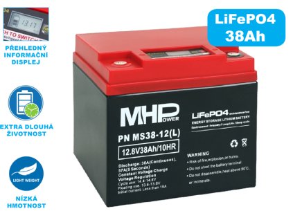 lifepo4 baterie hmpower 38 ah