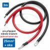 Kabel propojovací s oky, jednostranný - 25mm², délka 3m (černý + červený)