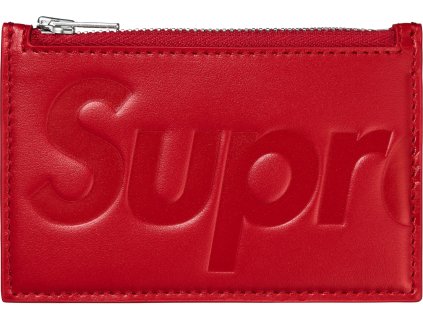 leather zip card holder red 0