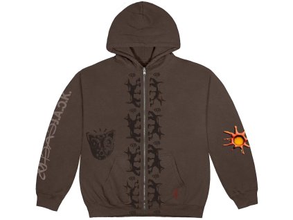 Travis Scott Reverse Dog Zip Up Hoodie Brown