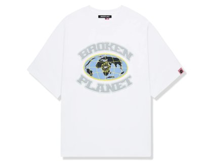 broken planet grid snow white t shirt bp jun25 ts s white front