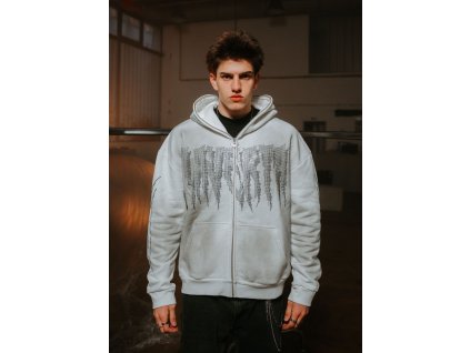 Laverta Rhinestones Full Zip Hoodie White/Black