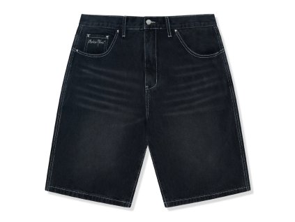 broken planet denim washed black shorts front