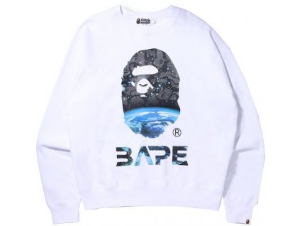 BAPE Space Camo Ape Head Loose Fit Crewneck White