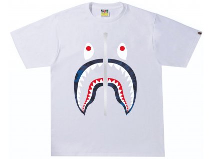 BAPE Sand Camo Shark Tee White Navy