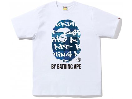 BAPE Graffiti Check By Bathing Ape Tee White Blue