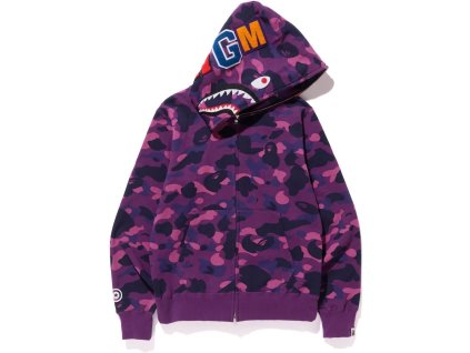 Bape Color Camo Shark Full Zip Hoodie Purple