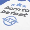 broken planet born to be fast white blue long sleeved t shirt front view
