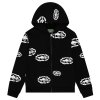 FW25 Island Wreath Zip Hoodie BLACK FRONT