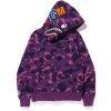 Bape Color Camo Shark Full Zip Hoodie Purple