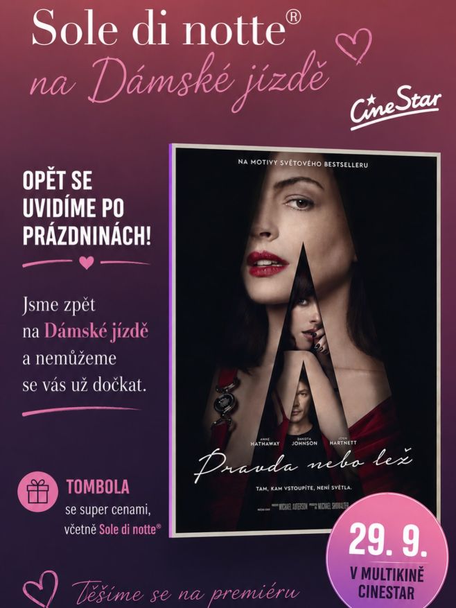 Po prázdninách jsme zpět! 💕 A už 29. 9. se s vámi opět potkáme na Dámské jízdě v multikinech CineStar v Plzni a Liberci...