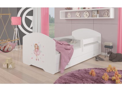 Postel s matrací, zábranou a šuplíkem PEPE GIRL WITH WINGS 140x70 (Barva Bílá, Šířka 78)