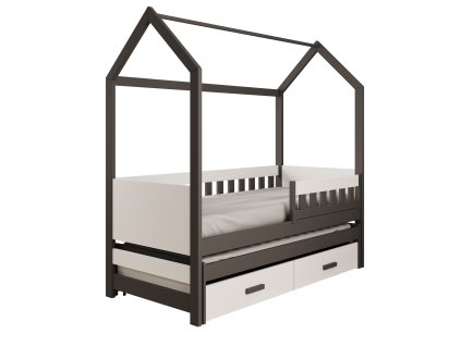 Postel Domek Jaspis s matrací (Barva Grafit, Šířka 97)