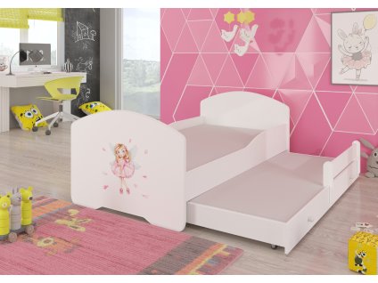 Postel dvojitá s matracemi PEPE II GIRL WITH WINGS 160x80 (Barva Bílá, Šířka 88)