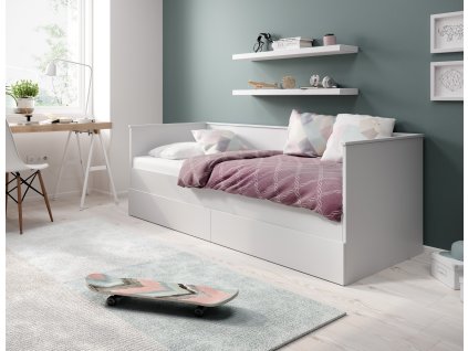 Postel dvojitá s matracemi HELA II 200x80 (Barva Bílá, Šířka 86)