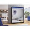 Posuvná skříň se zrcadlem a LED osvětlením FLOREST 150 (Barva Černá, Šířka 150)