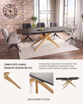Představujeme vám jídelní stůl Loreto s nádhernou deskou v provedení Ceramic Ossido Bruno. Ideální kousek pro milovníky...