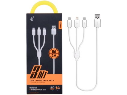 aligator nabijeci kabel plus 3v1 2x micro usb 1x iphone lightning delka 1m 2a rychle nabijeni 2100051