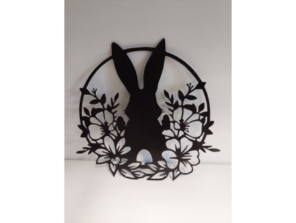 Závěsná dekorace s motivem Velikonoc - králík mandala PETG černý