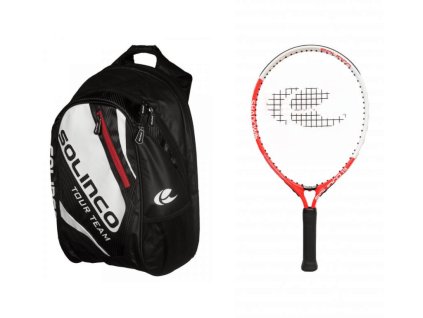 Set batoh Solinco s červeným zipem + raketa Solinco Junior 19