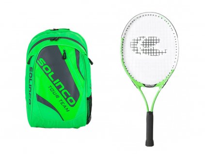Set batoh Solinco neon green + raketa Solinco Junior 23