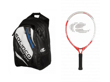 Set batoh Solinco s modrým zipem + raketa Solinco Junior 19