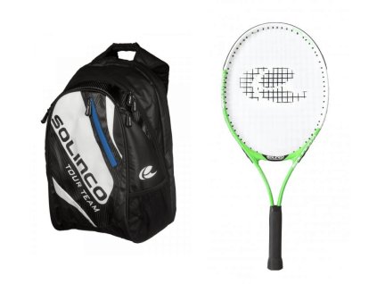 Set batoh Solinco s modrým zipem + raketa Solinco Junior 23