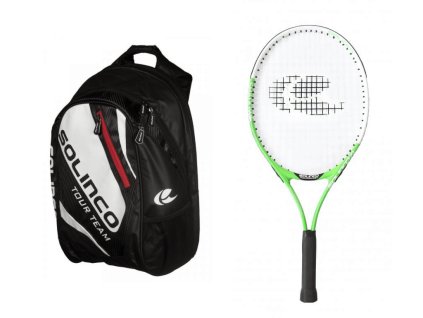 Set Batoh Solinco s červeným zipem + raketa Solinco Junior 23
