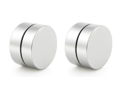 panske ocelove nausnice strieborna farba Magnetic Core