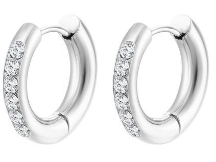 damske ocelove nausnice strieborna farba Crystal Hoops
