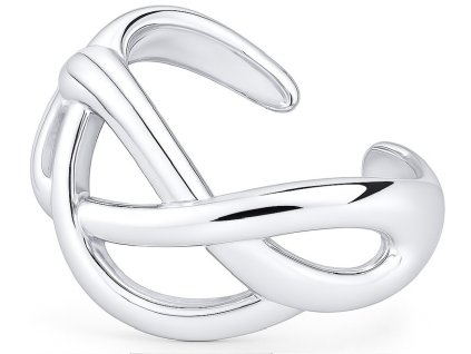 Dámsky prsteň Infinity Twist vystavený na bielom podnose.