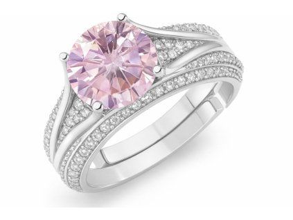 damsky strieborny prsten ruzovy lesk