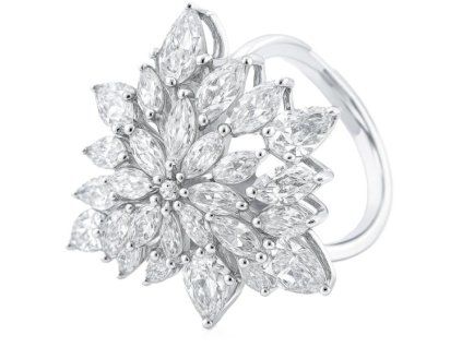 damsky strieborny prsten diamantovy kvet